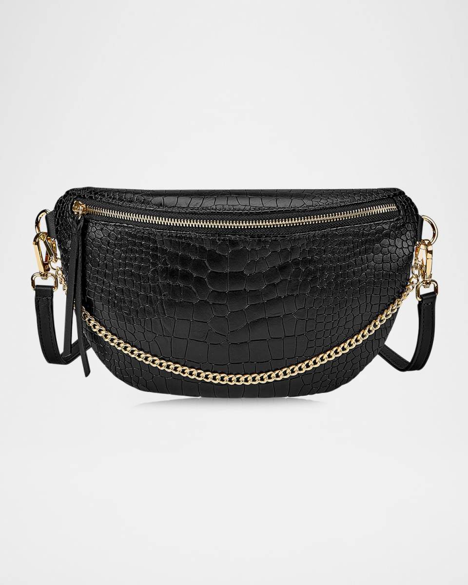 Beck Sling Croc-Embossed Leather Shoulder Bag